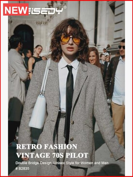 Retro Square Aviator Sunglasses UV400 Protection Plastic Frame Unisex main image 5